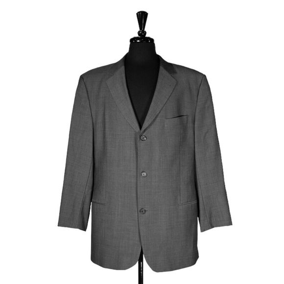 Hugo Boss Mens Blazer Gray 100% Wool 3 Button Lined Suit Jacket Sport Coat 42R - Picture 1 of 8